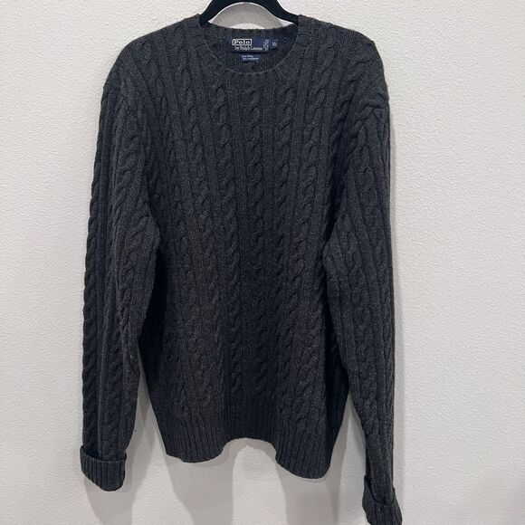 Polo Ralph Lauren Men's Cable Knit Iconic Fisherman Sweater XL Wool Cashmere